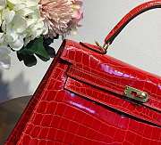Hermes Kelly In Red Crocodile Leather 25 cm - 2