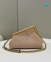 Fendi First Small Beige Raffia Macrame Bag Apricot 26x9.5x18 CM  - 1