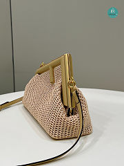 Fendi First Small Beige Raffia Macrame Bag Apricot 26x9.5x18 CM  - 6