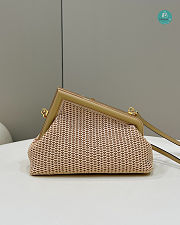 Fendi First Small Beige Raffia Macrame Bag Apricot 26x9.5x18 CM  - 5
