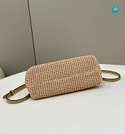 Fendi First Small Beige Raffia Macrame Bag Apricot 26x9.5x18 CM  - 3