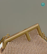 Fendi First Small Beige Raffia Macrame Bag Apricot 26x9.5x18 CM  - 2