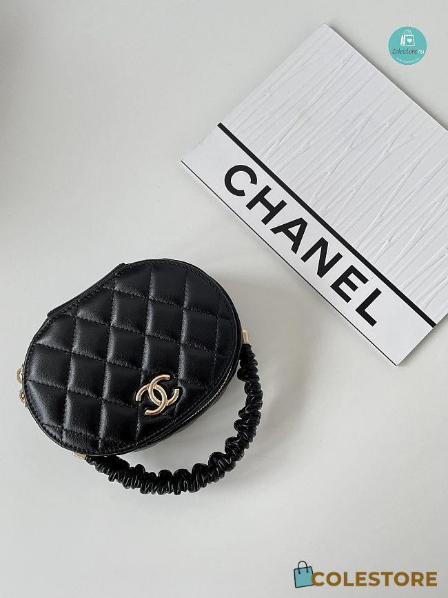Chanel 22 Retro Round Box In Black 13x9.5x5.5cm - 1