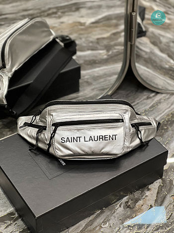 YSL Nylon Bum Bag In White 24 × 16 cm
