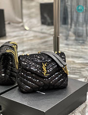 YSL LouLou Beaded With Gold Buckle In Black 25×17×9cm - 4