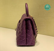 Chanel Coco Mini Handle Bag In Dark Purple Size 28cm - 5