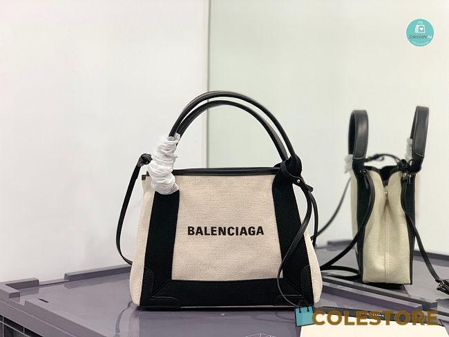 Colestore Balenciaga Navy Cabas Canvas Tote 25x18x9cm - 1