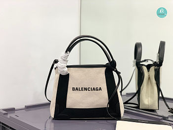 Colestore Balenciaga Navy Cabas Canvas Tote 25x18x9cm
