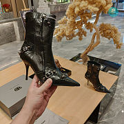 Balenciaga Cagole Leather Ankle Boots In Black  - 1