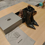 Balenciaga Cagole Leather Ankle Boots In Black  - 3