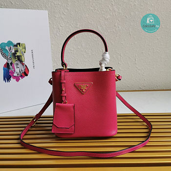 Prada Mini Panier Saffiano Shoulder Bag In Hot Pink Size 18x17x10.5cm