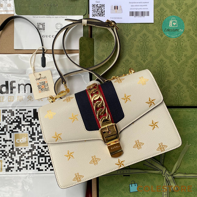 Gucci GG Sylvie Small Shoulder Bag White 25.5x17x8cm - 1