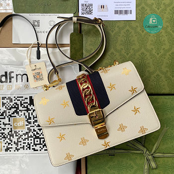 Gucci GG Sylvie Small Shoulder Bag White 25.5x17x8cm