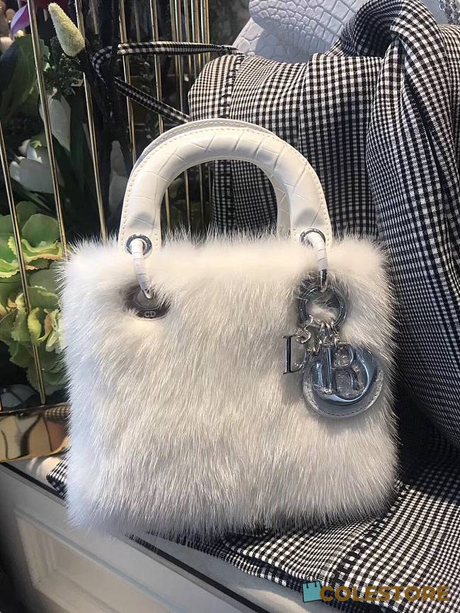 Medium Lady Dior Mink Fur Bags In White 24x20x11cm - 1