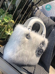 Medium Lady Dior Mink Fur Bags In White 24x20x11cm - 5