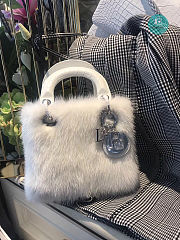 Medium Lady Dior Mink Fur Bags In White 24x20x11cm - 6