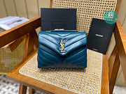 YSL Quilted Leather LouLou Bag In Petrol 23x17x9cm - 1