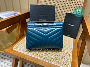 YSL Quilted Leather LouLou Bag In Petrol 23x17x9cm - 4