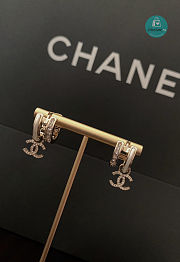 Chanel Hoop Crystal Drop CC Earring Gold  - 3