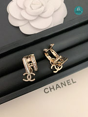 Chanel Hoop Crystal Drop CC Earring Gold  - 5