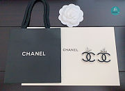 Chanel Hoop Crystal Drop Black CC  With Bow Earrings  - 4