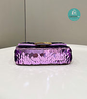 Fendi Sequined Baguette Bag Medium Light Purple In Nylon 19x6x11 cm - 4