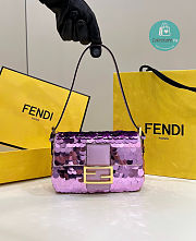 Fendi Sequined Baguette Bag Medium Light Purple In Nylon 19x6x11 cm - 6