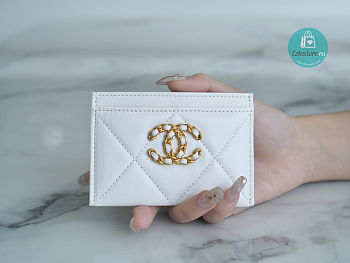 Colestore Chanel 19 Card Holder In White 7.5×11.2×0.5cm