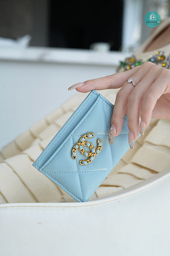 Chanel 19 Card Holder In Blue 7.5×11.2×0.5cm