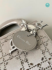 Lady Dior Bag Crystal Embellished Cannage In Grey 14x17x8 cm - 4