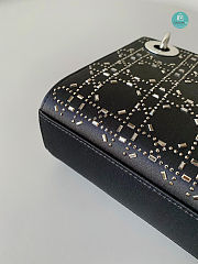 Lady Dior Bag Crystal Embellished Cannage In Black 14x17x8 cm - 5