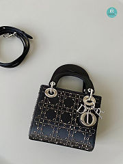 Lady Dior Bag Crystal Embellished Cannage In Black 14x17x8 cm - 3