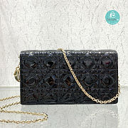 Lady Dior Cannage Patent Leather Chain Clutch Noir In Black 21.5×11.5×3cm - 1
