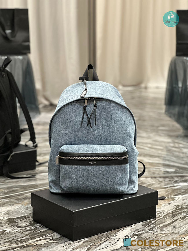 YSL Backpack Denim With leather 30x38x17cm  - 1