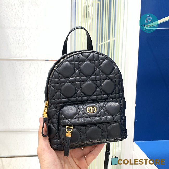 Dior Backpack Mini Bag Canage Lambskin In Black 16 x 21 x 8.5 cm - 1