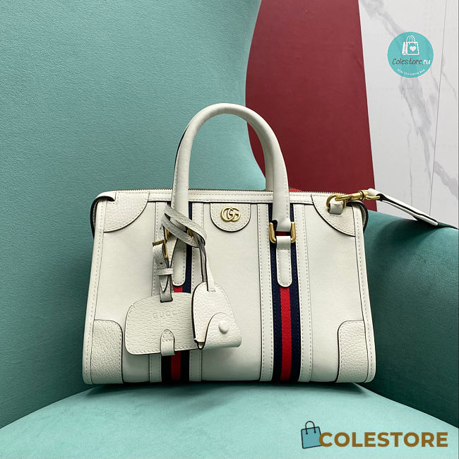 Gucci Medium Canvas Top Handle Bag In White 27x18x14 cm - 1