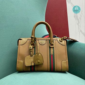 Gucci Medium Canvas Top Handle Bag In Brown 27x18x14 cm