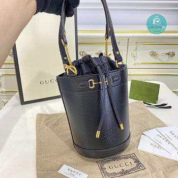 Gucci Horsebit 1955 Small Bucket Bag In Black 14x19x14cm