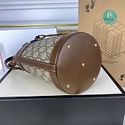 Gucci Horsebit 1955 Small Bucket Bag Canvas in Brown 14x19x14cm - 6