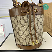 Gucci Horsebit 1955 Small Bucket Bag Canvas in Brown 14x19x14cm - 4