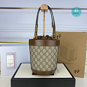 Gucci Horsebit 1955 Small Bucket Bag Canvas in Brown 14x19x14cm - 2