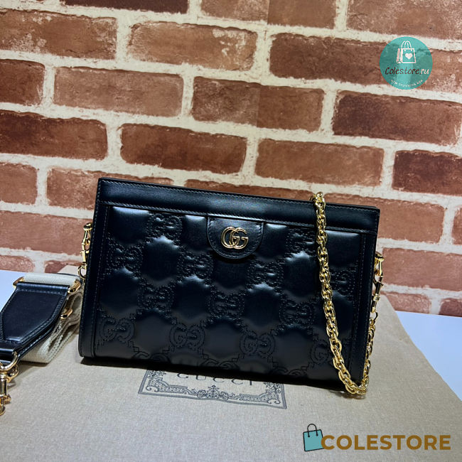 Gucci GG Matelassé Leather Small Bag In Black 26x17.5x8cm - 1