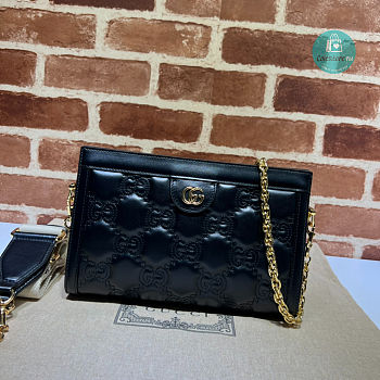 Gucci GG Matelassé Leather Small Bag In Black 26x17.5x8cm