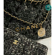 Chanel 22 Handbag Wool Tweed & Gold-Tone Metal Black & Ecru 39x42x8cm - 2