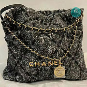 Chanel 22 Handbag Wool Tweed & Gold-Tone Metal Black & Ecru 39x42x8cm - 3