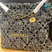 Chanel 22 Handbag Wool Tweed & Gold-Tone Metal Black & Ecru 39x42x8cm - 6