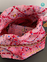 Chanel 22 Handbag Tweed & Gold-Tone Metal Pink 39x42x8cm - 6