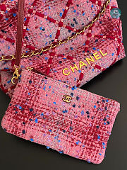 Chanel 22 Handbag Tweed & Gold-Tone Metal Pink 39x42x8cm - 5