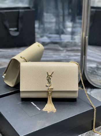 YSL Kate Bag With Leather Tassel In Beige Size 24cm
