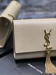 YSL Kate Bag With Leather Tassel In Beige Size 24cm - 3
